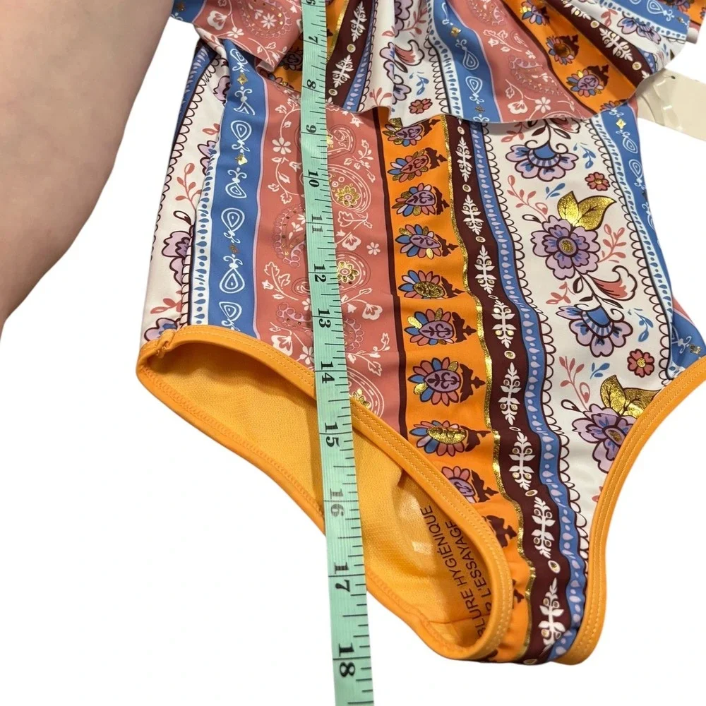 Catherine Malandrino Girls' One Piece‎ Swimsuit UPF 50 Floral Ruffle Size 5 NWT